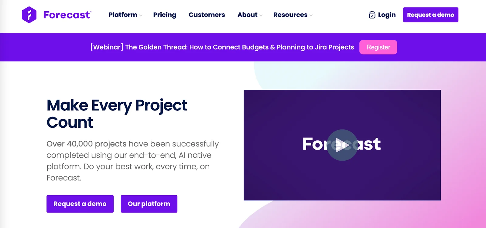 Forecast project management tool for startups