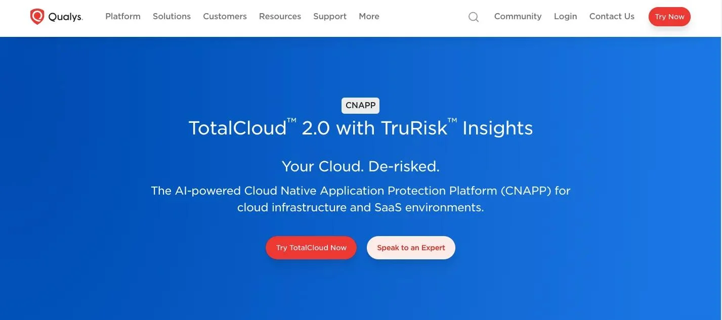 Qualys TotalCloud_apps page