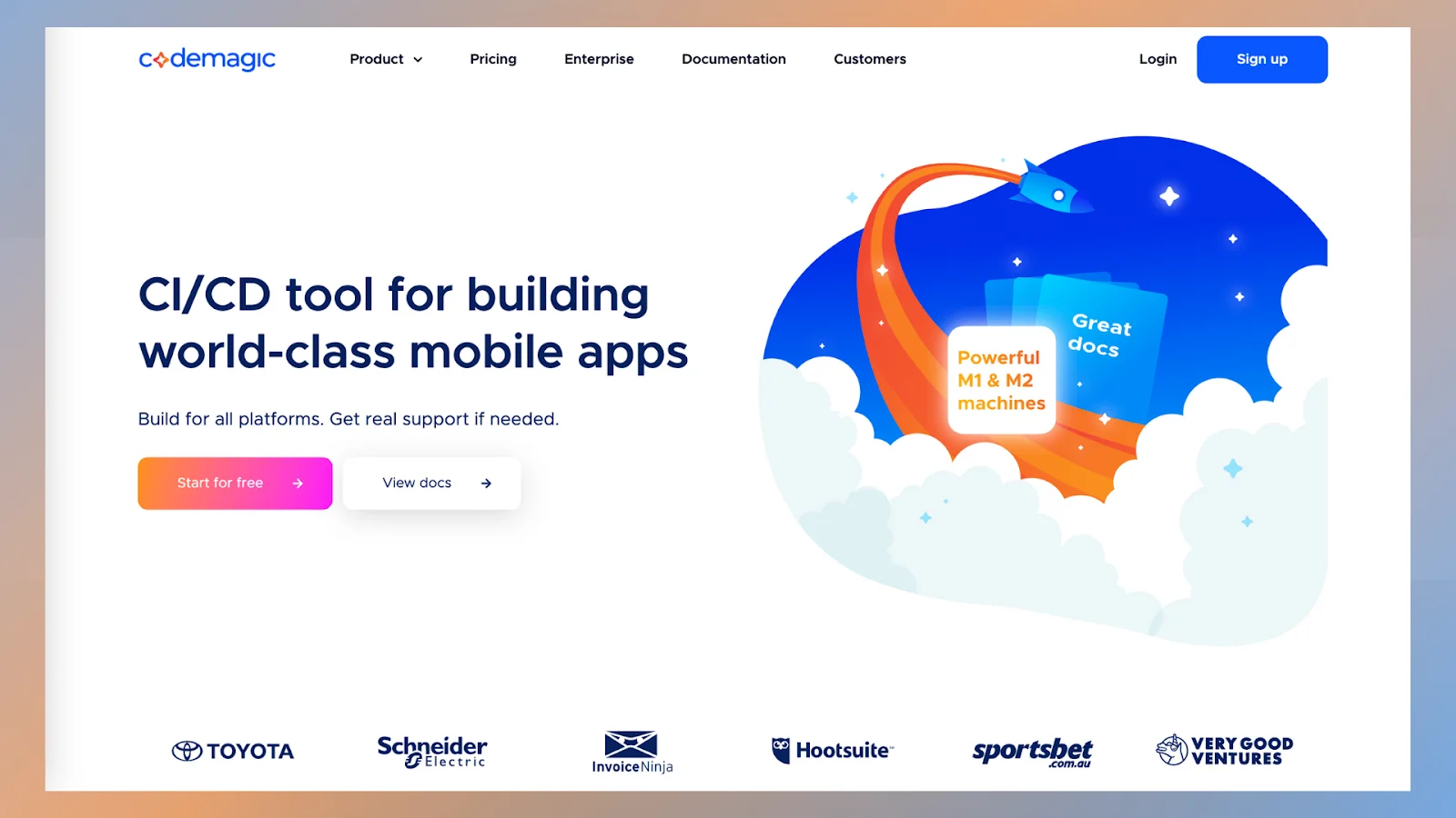 Home page of Codemagic
