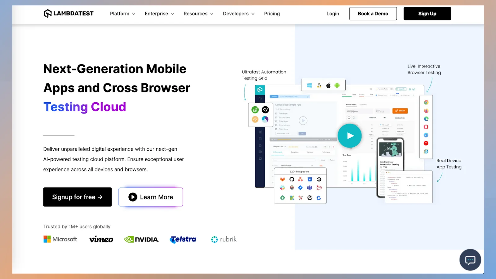 Home page of Lambda Test