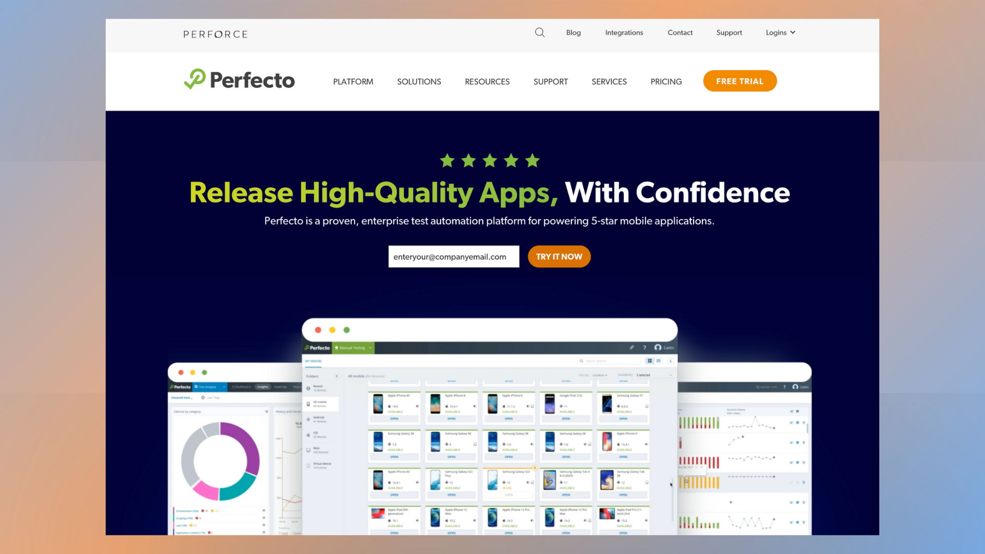 Perfecto home page