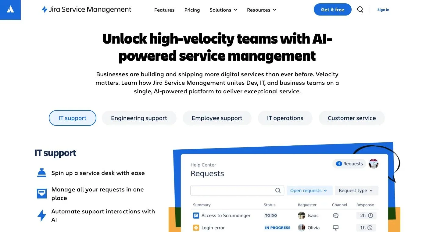 Jira Service Management_homepage