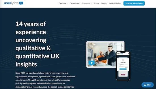 Userlytics - Best for collecting qualitative and quantitative data