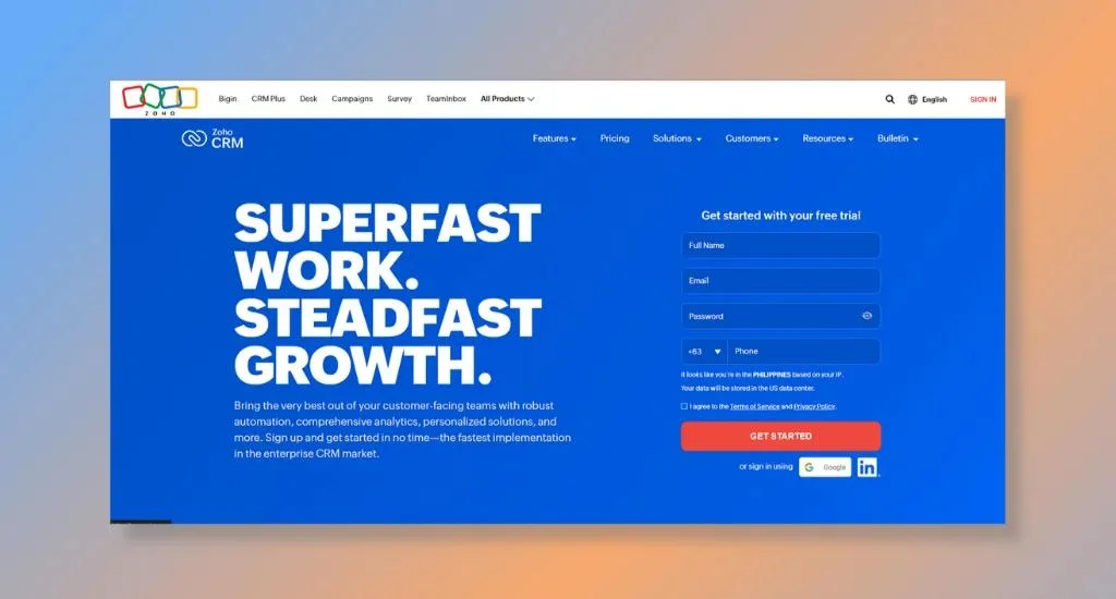 Zoho CRM - For Versatility and Customization
