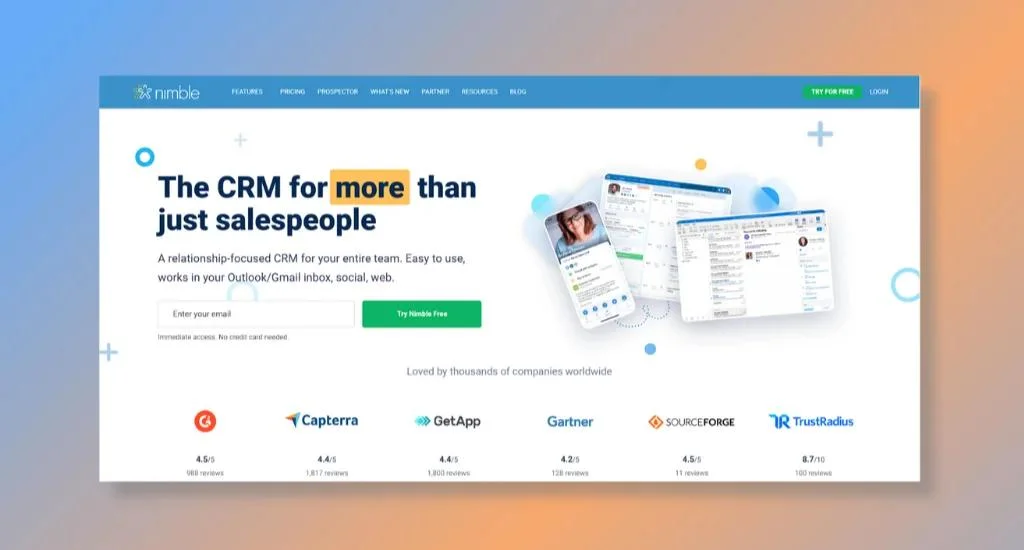 Nimble CRM - Best for Social Media Integration