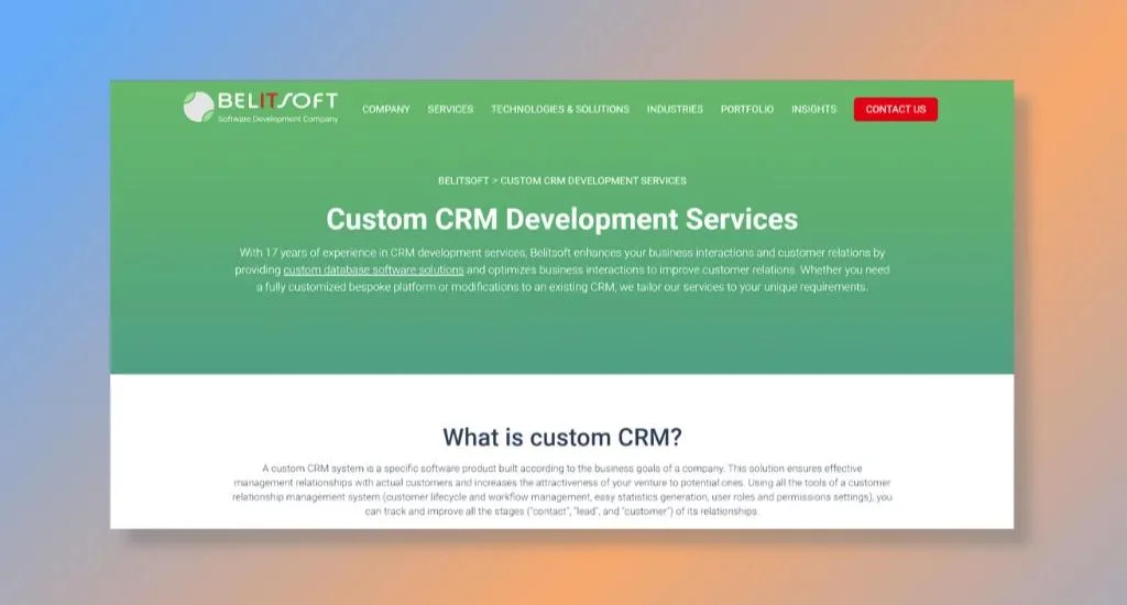 Belitsoft - Top Pick for 360° CRM Solutions