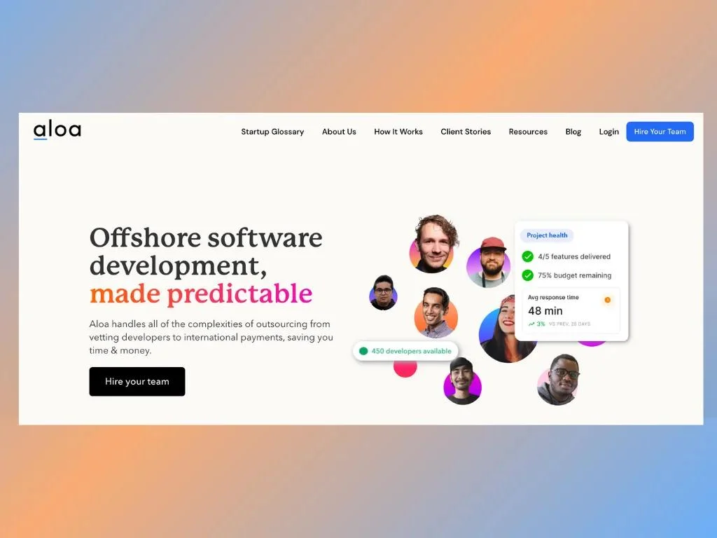 Aloa home page