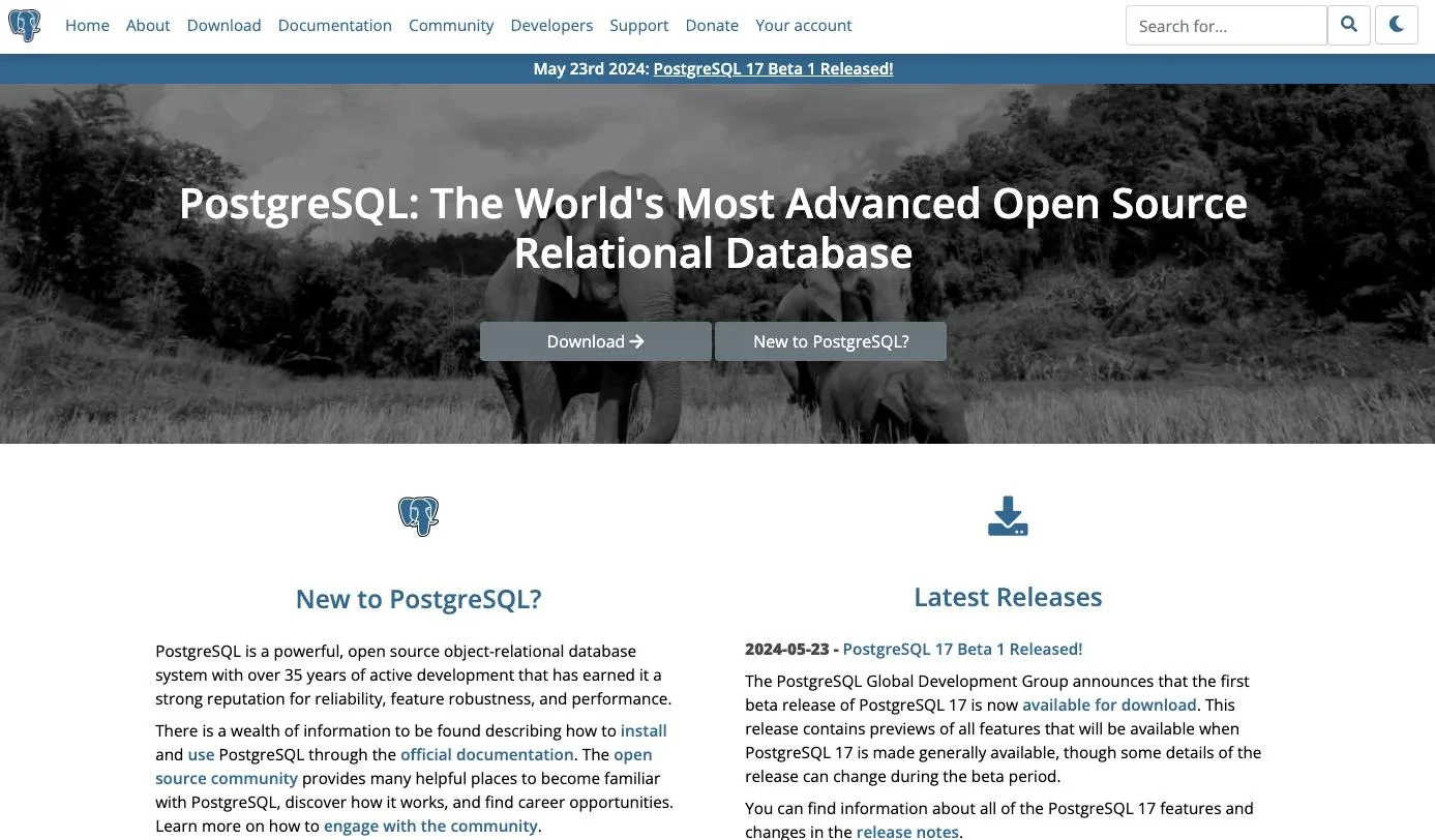 PostgreSQL_homepage