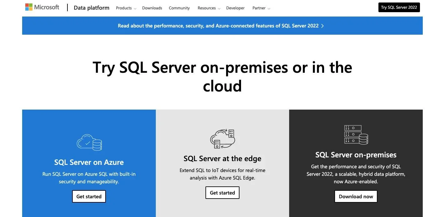 MIcrosoft SQL Server_homepage