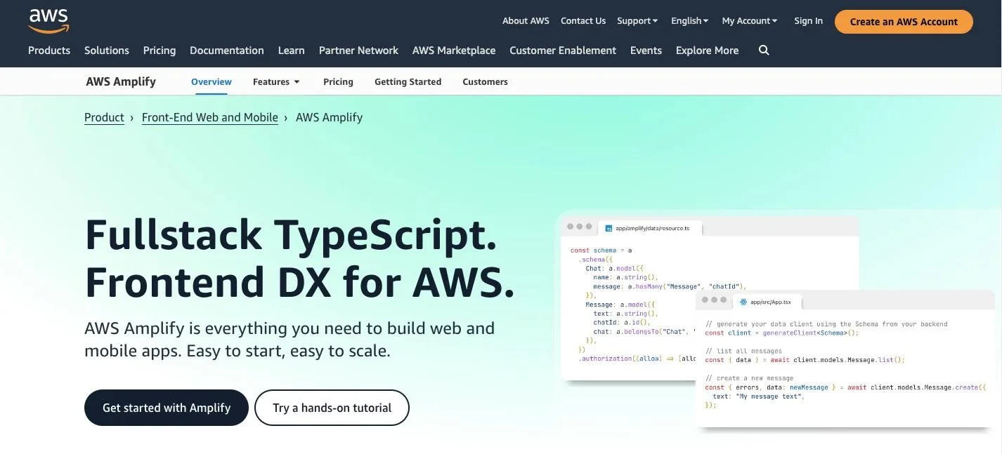 AWS amplify_homepage