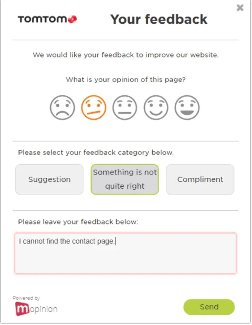 User feedback example