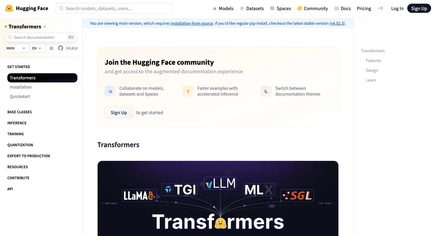 Hugging Face Transformers_homepage