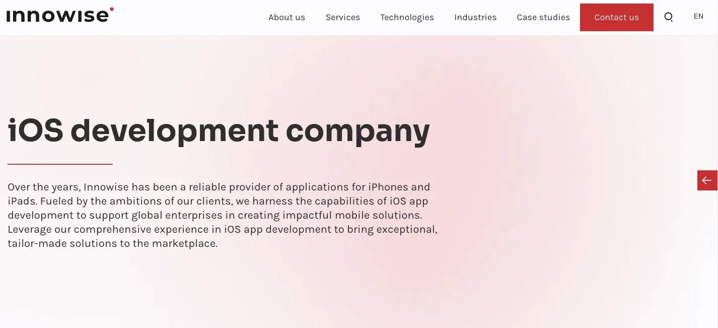 Innowise_service page