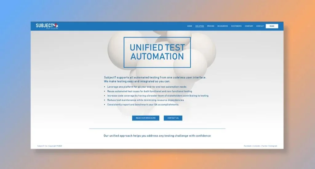 Subject7 - Providing a Unified Testing Platform