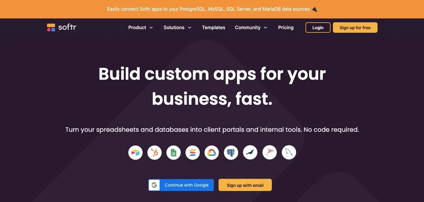 Softr_homepage
