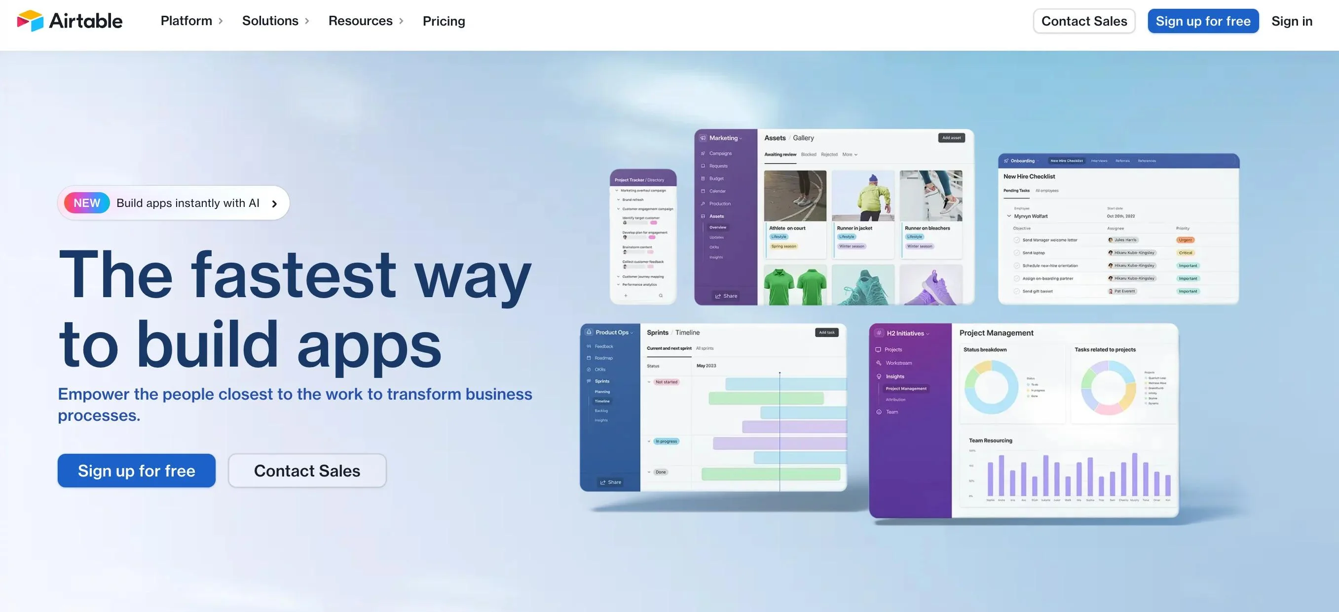Airtable homepage