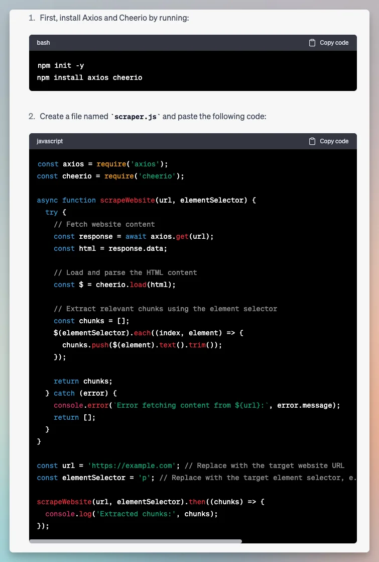 Example output of the command above