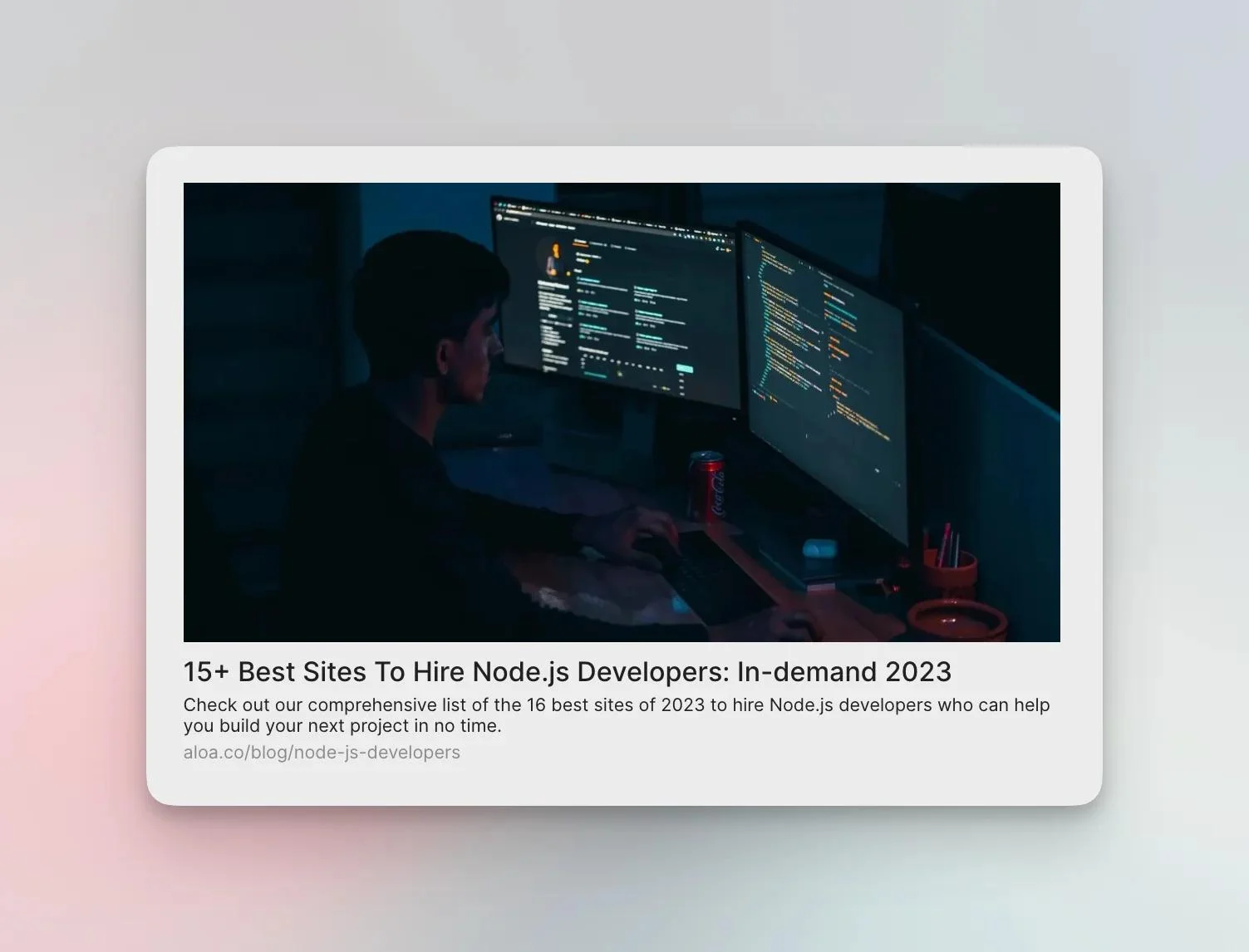 Node.js developers SERP