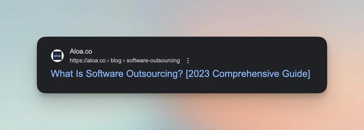 Aloa's title tag for software outsourcing