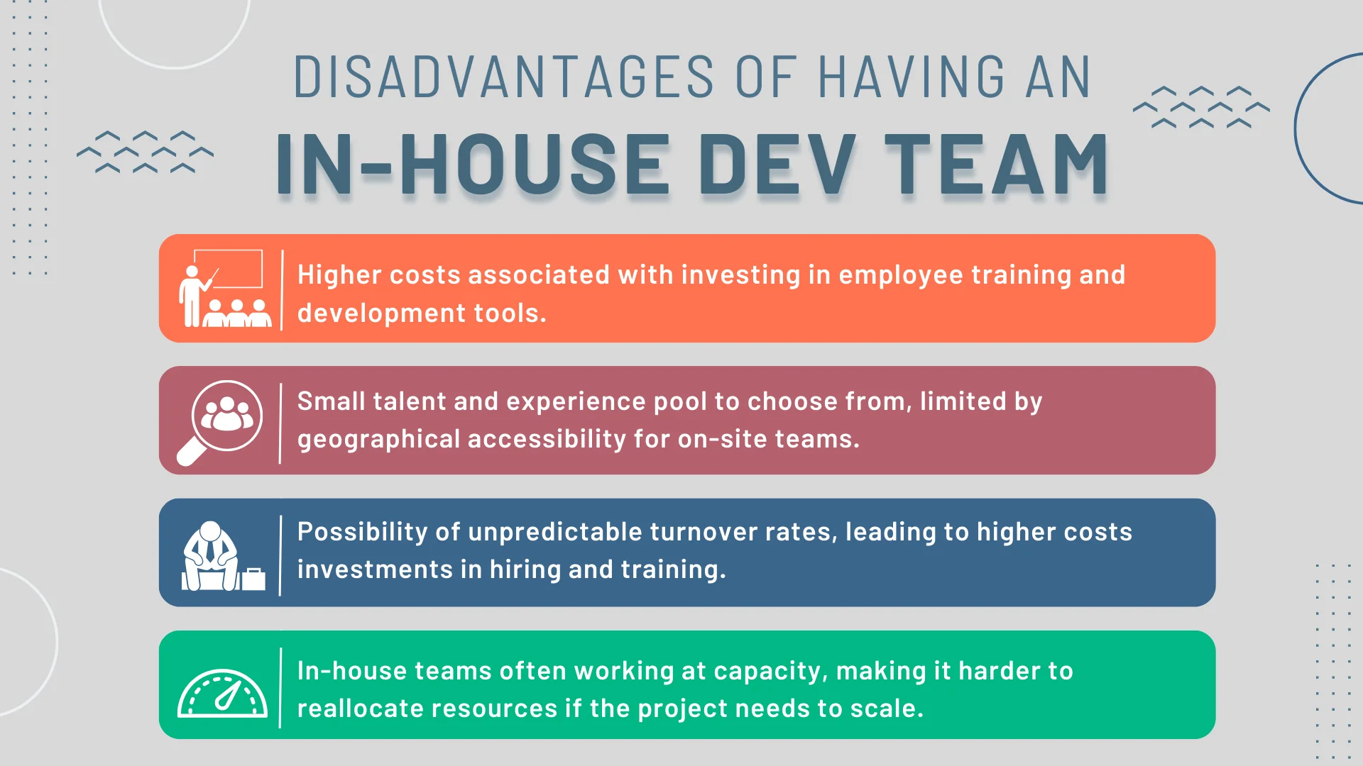 List of disadvantages of using in-house teams
