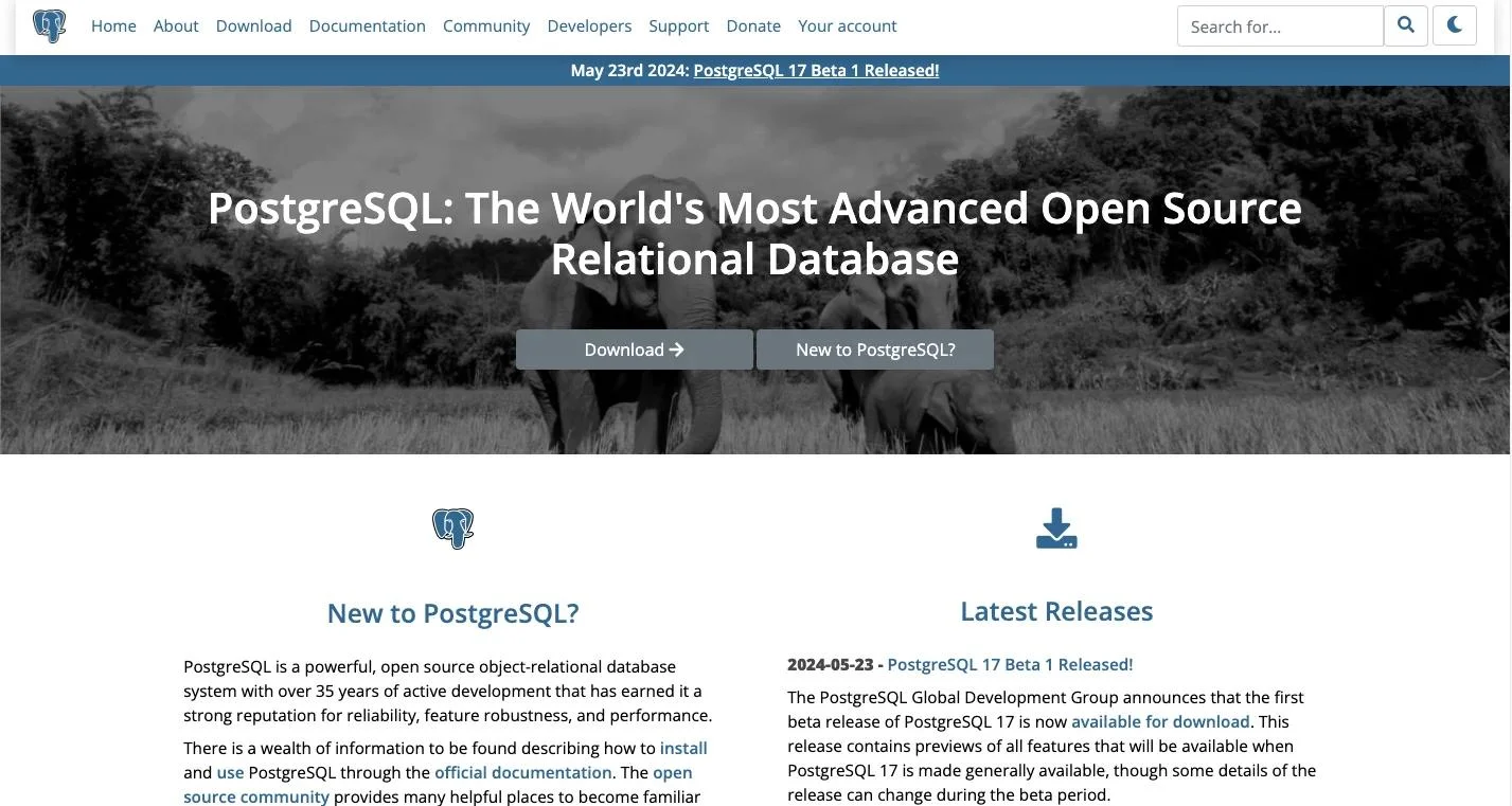 PostgreSQL_homepage