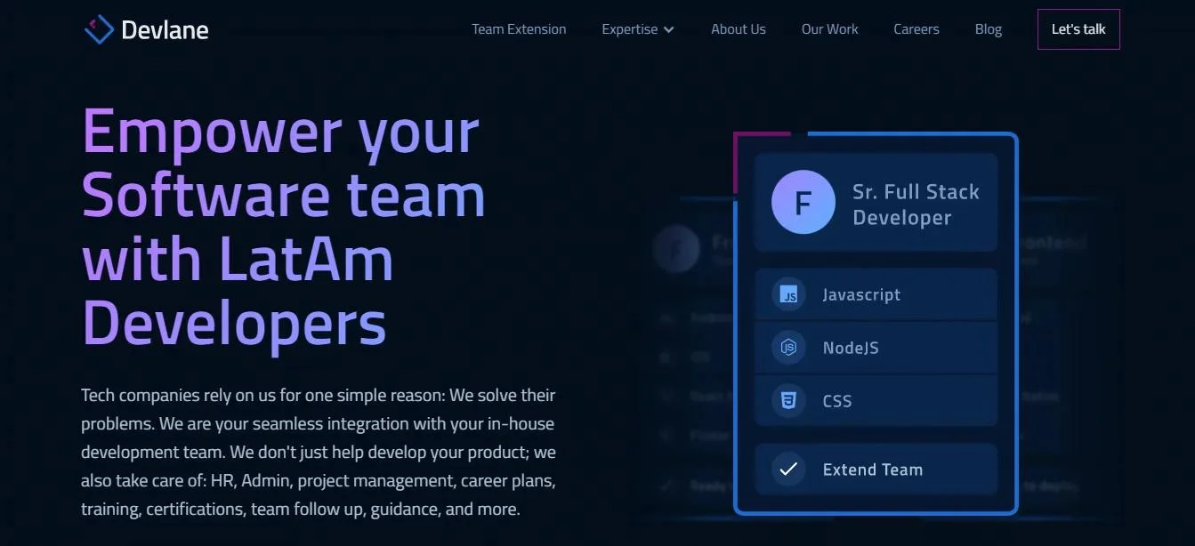 Devlane homepage