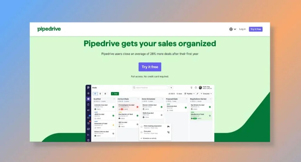 Pipedrive CRM - Best for Visual Sales Processes