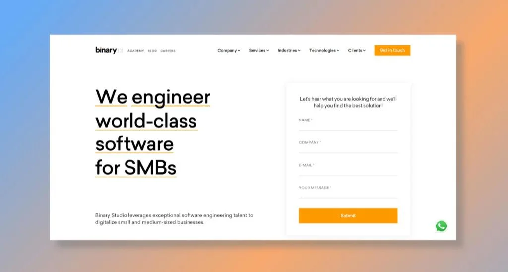 4. Binary Studio - Top Choice for Outsourcing Front and Back-end Development
