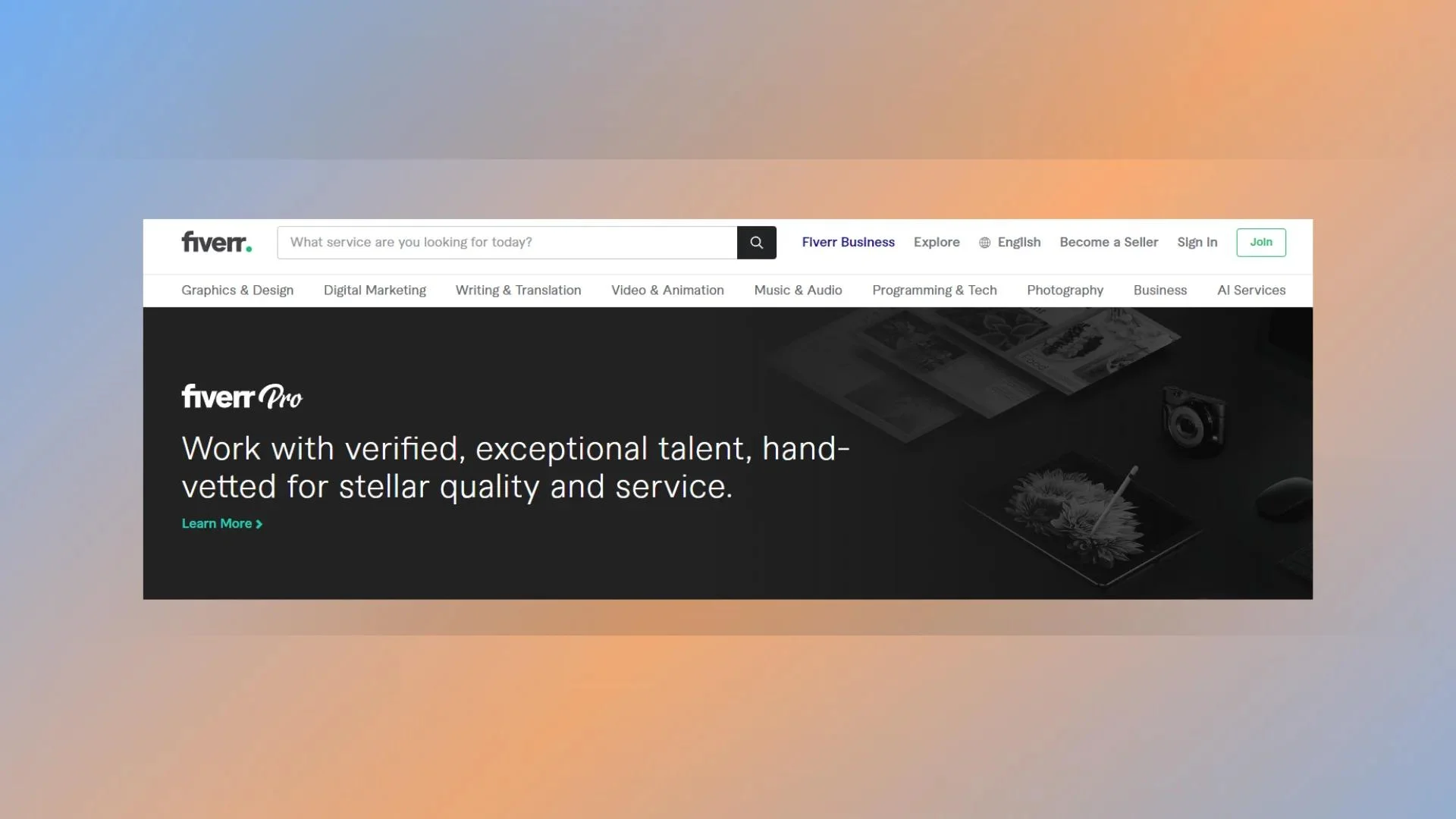 Fiverr homepage