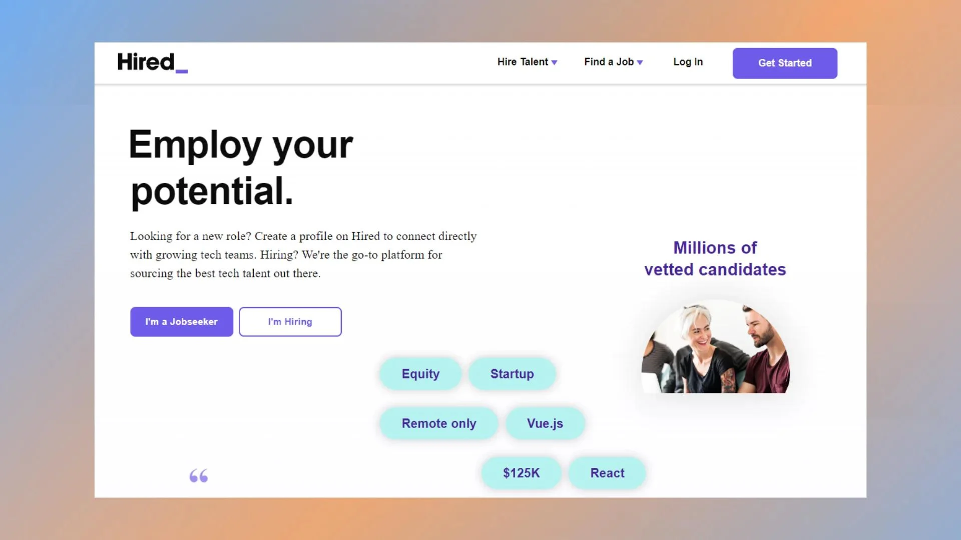 Hired homepage